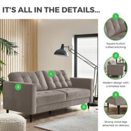 Furniturebox Josie 3 Seater Emerald Green Velvet Sofa - Wilko - thumbnail 7