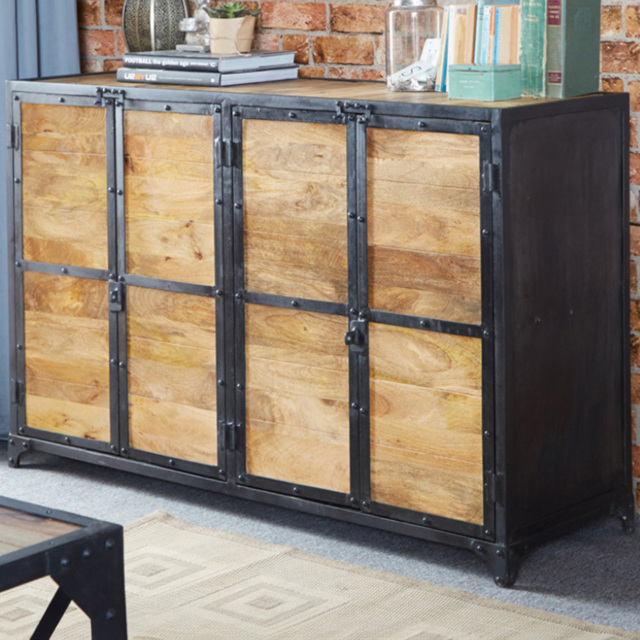 Brooklyn Akos 4 Door Wooden Sideboard - Brown - Wilko - image 1