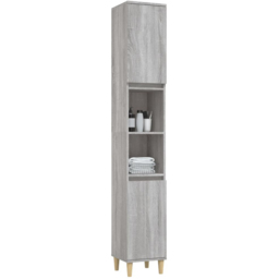 vidaXL 2 Door Grey Wood Bathroom Cabinet - Size: 190 x 30 x 30cm - Wilko - thumbnail 4