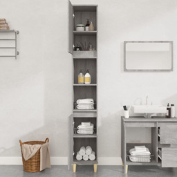 vidaXL 2 Door Grey Wood Bathroom Cabinet - Size: 190 x 30 x 30cm - Wilko