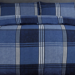 Velosso Hamilton King Size Blue Check Duvet Set - Serene - Wilko - thumbnail 4