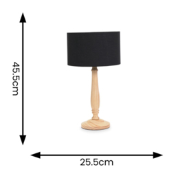 ValueLights Victoria Black Fabric Drum Shade Light Wood Traditional Stem LED Table Lamp - Size: 45.5 x 25.5 x 25.5cm - Cream - Wilko - thumbnail 7