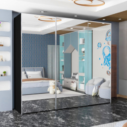 Sliding Wardrobes 4U Etna 3 Door Black Full Mirrored Wardrobe 250cm - Wilko - thumbnail 4