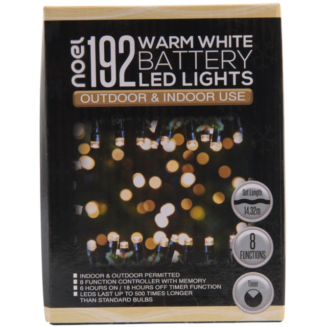 noel 192 Warm White LED Battery Operated Outdoor Lights - Wilko - image 1