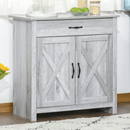 Portland 2 Door Single Drawer Door Grey Grain Sideboard - Size: 80 x 40 x 80cm - Wilko