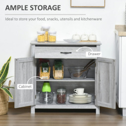 Portland 2 Door Single Drawer Door Grey Grain Sideboard - Size: 80 x 40 x 80cm - Wilko - thumbnail 5
