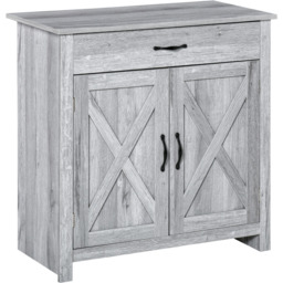 Portland 2 Door Single Drawer Door Grey Grain Sideboard - Size: 80 x 40 x 80cm - Wilko - thumbnail 3