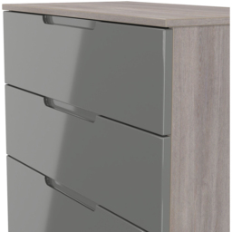 Crowndale Milan 4 Drawer Grey Gloss and Grey Oak Deep Chest of Drawers Ready Assembled - Grey Gloss & Grey Oak - Wilko - thumbnail 6
