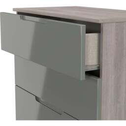 Crowndale Milan 4 Drawer Grey Gloss and Grey Oak Deep Chest of Drawers Ready Assembled - Grey Gloss & Grey Oak - Wilko - thumbnail 7
