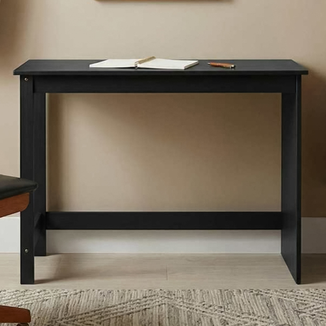 vidaXL Minimalist Compact Pine Wood Desk Black - Size: 75 x 112 x 50cm - Wilko - image 1