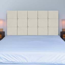 Bedmaster King Size Cream Naples Velvet Pearl Squared Headboard - Wilko - thumbnail 1