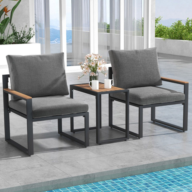 Costway 2 Seater Grey Patio Furniture Set with Cushions - Wilko - image 1