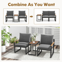 Costway 2 Seater Grey Patio Furniture Set with Cushions - Wilko - thumbnail 7