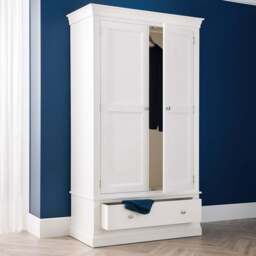Julian Bowen Clermont 2 Door Single Drawer Surf White Wardrobe - Size: 2 Door, Single Drawer - Wilko - thumbnail 1