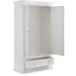 Julian Bowen Clermont 2 Door Single Drawer Surf White Wardrobe - Size: 2 Door, Single Drawer - Wilko - thumbnail 4