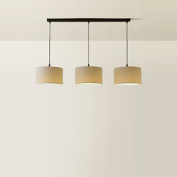 ValueLights Reni Cream Boucle Drum Shade 3 Drop Bar Black Diner LED Ceiling Light - Size: 123.5 x 98 x 25cm - Wilko - thumbnail 6
