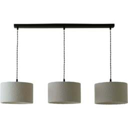 ValueLights Reni Cream Boucle Drum Shade 3 Drop Bar Black Diner LED Ceiling Light - Size: 123.5 x 98 x 25cm - Wilko - thumbnail 1