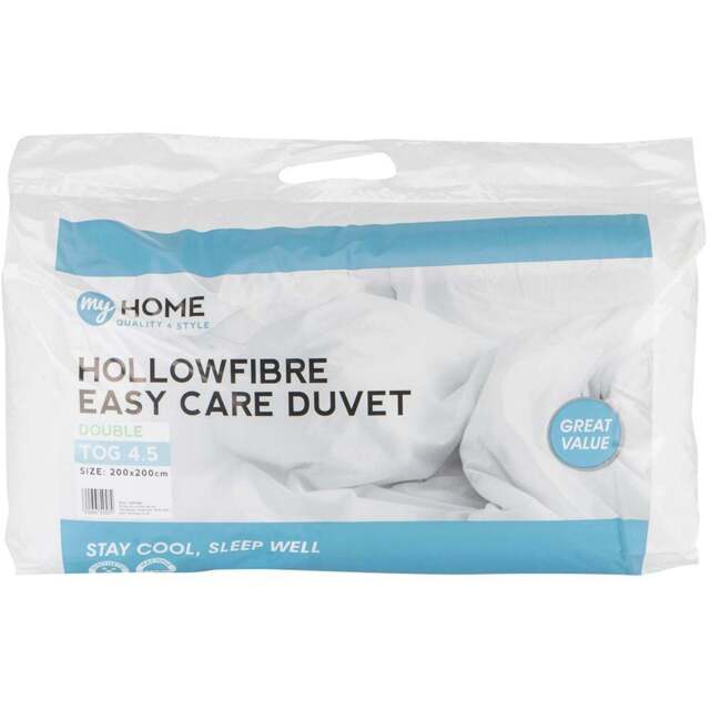 My Home Double White Hollowfibre Easy Care Duvet 4.5 Tog - Wilko