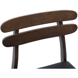 vidaXL Set of 2 Light Brown and Black Rubberwood Rectilinear Vintage Dining Chairs - Wilko - thumbnail 6