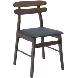 vidaXL Set of 2 Light Brown and Black Rubberwood Rectilinear Vintage Dining Chairs - Wilko - thumbnail 3