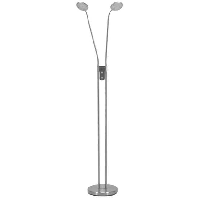 ValueLights Beata 2 Way Brushed Silver Dimmable LED Floor Lamp - Wilko - image 1