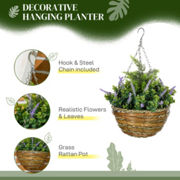 Portland Purple Lavender Flower Artificial Plant in Hanging Planter 2 Pack - Size: 34 x 25 x 25cm - Green - Wilko - thumbnail 7