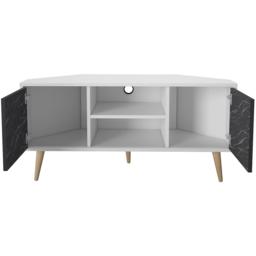 Decorotika Lesson 2 Door 2 Shelf White and Black Marble Effect Corner TV Stand - Size: 16.6 x 120 x 59.8cm - Multi - Wilko - thumbnail 6