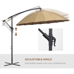 Outsunny Beige Crank Handle Cantilever Shanghai Parasol with Cross Base 3m - Cream - Wilko - thumbnail 6