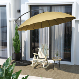Outsunny Beige Crank Handle Cantilever Shanghai Parasol with Cross Base 3m - Cream - Wilko - thumbnail 3