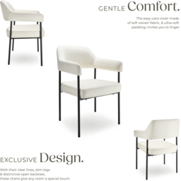 tectake Doe Set of 4 Grey Woven Fabric Armchair - Size: Single - White - Wilko - thumbnail 4