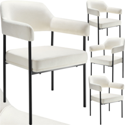 tectake Doe Set of 4 Grey Woven Fabric Armchair - Size: Single - White - Wilko - thumbnail 3