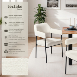 tectake Doe Set of 4 Grey Woven Fabric Armchair - Size: Single - White - Wilko - thumbnail 7