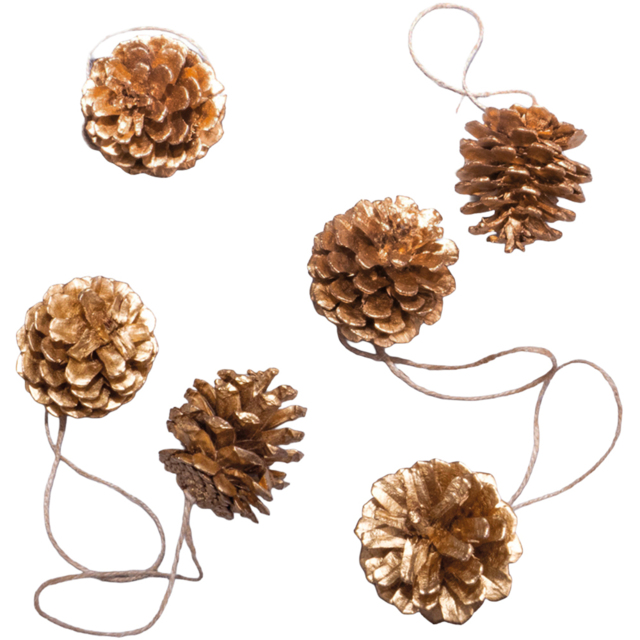 St Helens Gold Hanging Pinecones Ornaments 6 Pack - Size: 150 x 55 x 55cm - Wilko - image 1