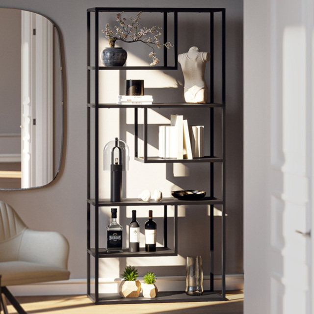 Tectake Venda 6 Shelf Black Display Unit - Size: 188 x 85 x 35cm - Wilko - image 1