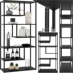 Tectake Venda 6 Shelf Black Display Unit - Size: 188 x 85 x 35cm - Wilko - thumbnail 3