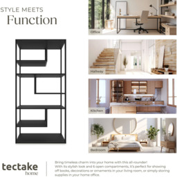 Tectake Venda 6 Shelf Black Display Unit - Size: 188 x 85 x 35cm - Wilko - thumbnail 6