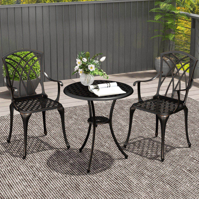 Outsunny 2 Seater Garden Bistro Set with Umbrella Hole - Blonde - Wilko - image 1