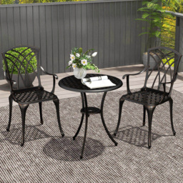 Outsunny 2 Seater Garden Bistro Set with Umbrella Hole - Blonde - Wilko