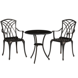 Outsunny 2 Seater Garden Bistro Set with Umbrella Hole - Blonde - Wilko - thumbnail 3
