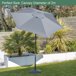 GardenKraft Charcoal 6 Ribs Crank and Tilt Parasol 2m - Grey - Wilko - thumbnail 3
