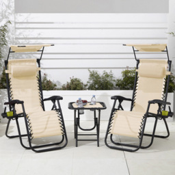 Neo Cream Zero Gravity Chairs and Table - Size: 1 Seater - Wilko - thumbnail 5