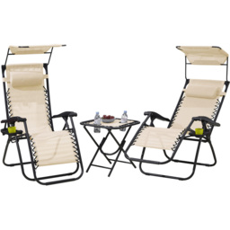 Neo Cream Zero Gravity Chairs and Table - Size: 1 Seater - Wilko - thumbnail 3