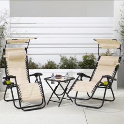 Neo Cream Zero Gravity Chairs and Table - Size: 1 Seater - Wilko