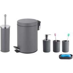 Innoteck Essentials 6 Piece Grey Bathroom Set - Size: 26 x 17 x 17cm - Wilko - thumbnail 1