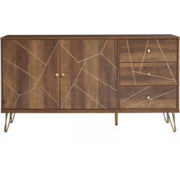 Interiors by Premier Flori 2 Door 3 Drawer Wood Veneer Sideboard - Size: 150 x 39 x 81cm - Brown - Wilko - thumbnail 4