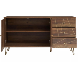 Interiors by Premier Flori 2 Door 3 Drawer Wood Veneer Sideboard - Size: 150 x 39 x 81cm - Brown - Wilko - thumbnail 5