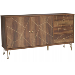 Interiors by Premier Flori 2 Door 3 Drawer Wood Veneer Sideboard - Size: 150 x 39 x 81cm - Brown - Wilko - thumbnail 3