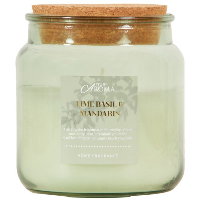Lime, Basil and Mandarin Cork Candle - Multicolour - Wilko