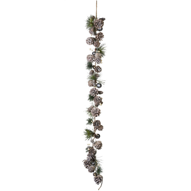 Silver Bauble And Pinecone LED Garland - Size: 100cm - Angel Whispers - Wilko - image 1