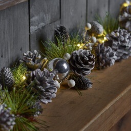 Silver Bauble And Pinecone LED Garland - Size: 100cm - Angel Whispers - Wilko - thumbnail 3
